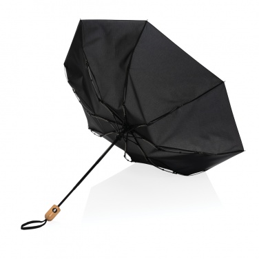 Logo trade corporate gift photo of: 21" Impact AWARE™ RPET 190T bamboo auto open/close umbrella