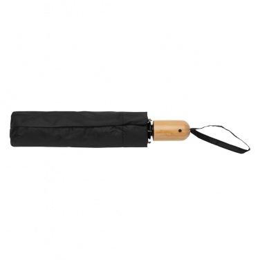 Logo trade business gift photo of: 21" Impact AWARE™ RPET 190T bamboo auto open/close umbrella