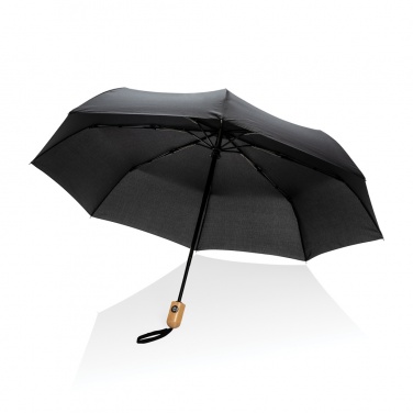 Logo trade promotional item photo of: 21" Impact AWARE™ RPET 190T bamboo auto open/close umbrella