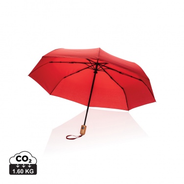 Logo trade promotional gifts image of: 21" Impact AWARE™ RPET 190T bamboo auto open/close umbrella