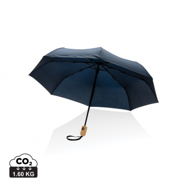 Logo trade promotional product photo of: 21" Impact AWARE™ RPET 190T bamboo auto open/close umbrella