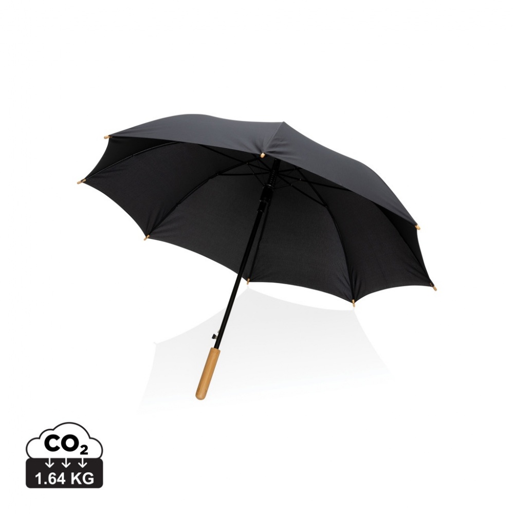 Logo trade promotional merchandise picture of: 23" Impact AWARE™ RPET 190T auto open bamboo umbrella