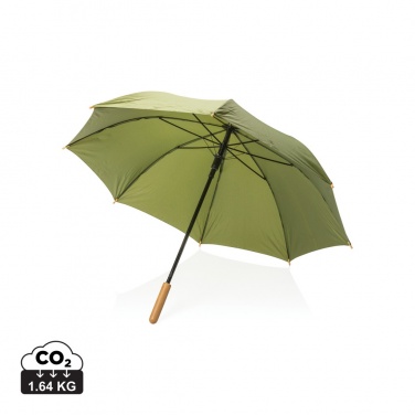 Logo trade promotional giveaway photo of: 23" Impact AWARE™ RPET 190T auto open bamboo umbrella