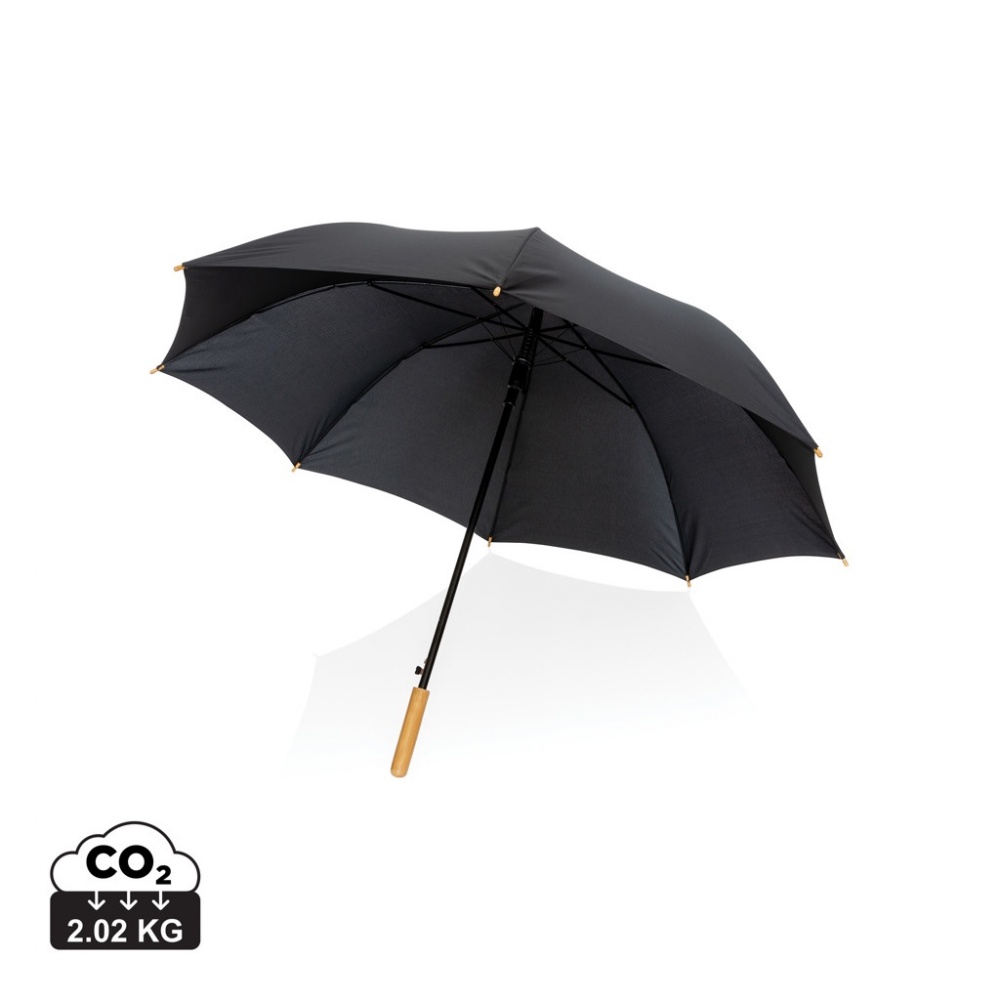 Logotrade business gift image of: 27" Impact AWARE™ RPET 190T auto open bamboo umbrella