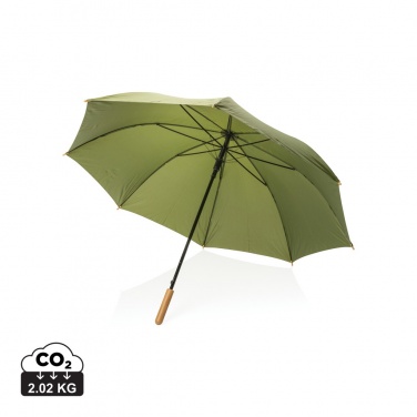 Logotrade business gift image of: 27" Impact AWARE™ RPET 190T auto open bamboo umbrella