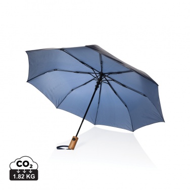 Logo trade corporate gift photo of: Kaycey 21" AWARE™ RPET Acacia wood mini auto open umbrella