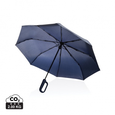 Logo trade promotional merchandise photo of: Yara 21" AWARE™ RPET solid colour umbrella with carabiner