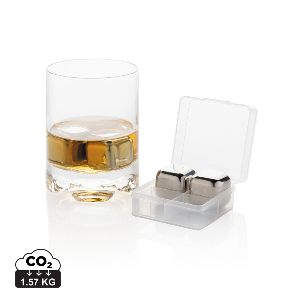 Logotrade advertising products photo of: Re-usable stainless steel ice cubes 4pc