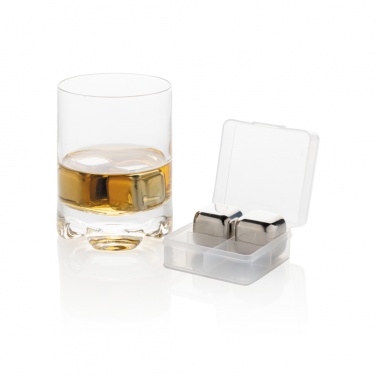 Logo trade promotional items image of: Re-usable stainless steel ice cubes 4pc