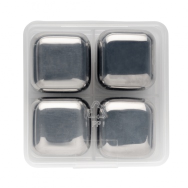 Logo trade promotional giveaways image of: Re-usable stainless steel ice cubes 4pc