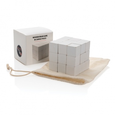 Logo trade promotional items image of: Wooden brain game in canvas pouch