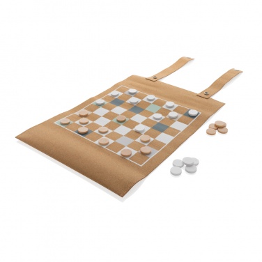 Logo trade corporate gifts image of: Britton cork foldable backgammon and checkers game set