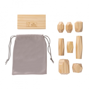 Logotrade corporate gift image of: Ukiyo Crios wooden balancing rocks in pouch