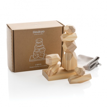 Logo trade promotional gifts image of: Ukiyo Crios wooden balancing rocks in pouch