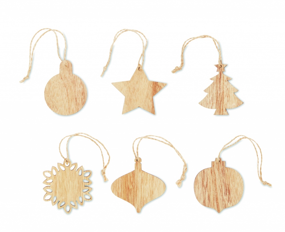 Logo trade promotional products image of: Set of wooden Xmas ornaments