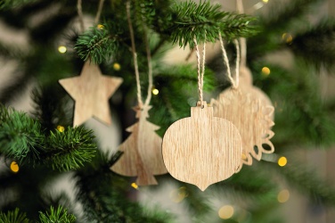 Logotrade advertising products photo of: Set of wooden Xmas ornaments