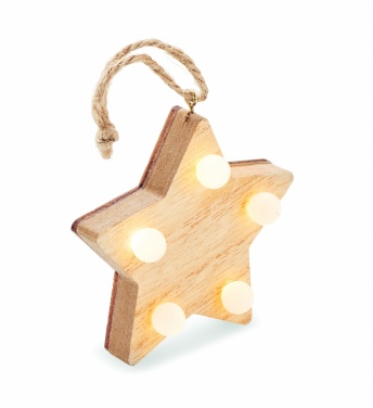 Logo trade advertising product photo of: Wooden weed star with lights