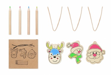 Logo trade promotional merchandise picture of: Drawing wooden ornaments set