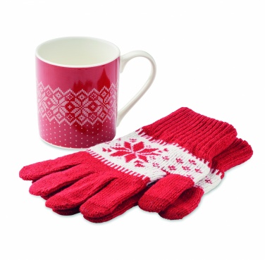 Logo trade corporate gifts picture of: Winter gift mug and gloves set