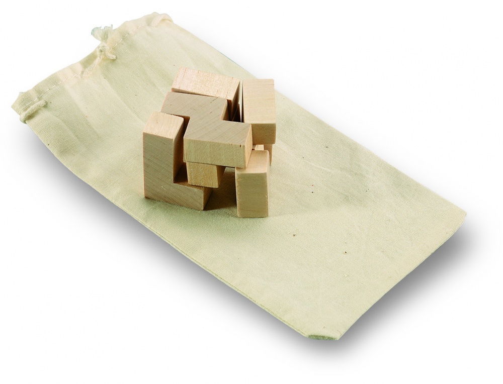 Logo trade advertising product photo of: Wooden puzzle in cotton pouch