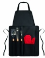 BBQ apron with BBQ tools, Black