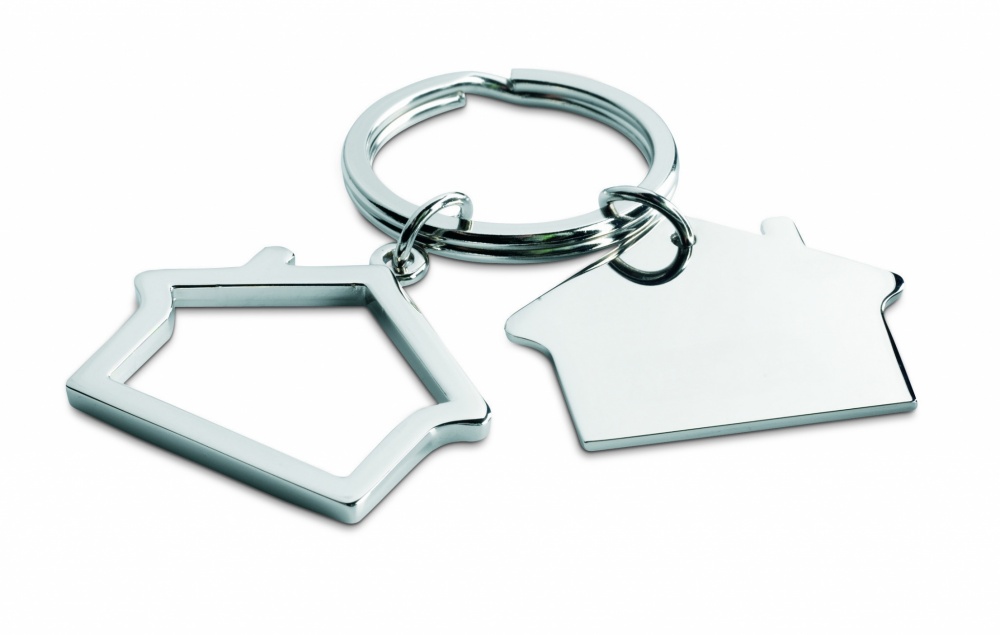 Logotrade promotional items photo of: Metal key ring house shape Jyvaskyla