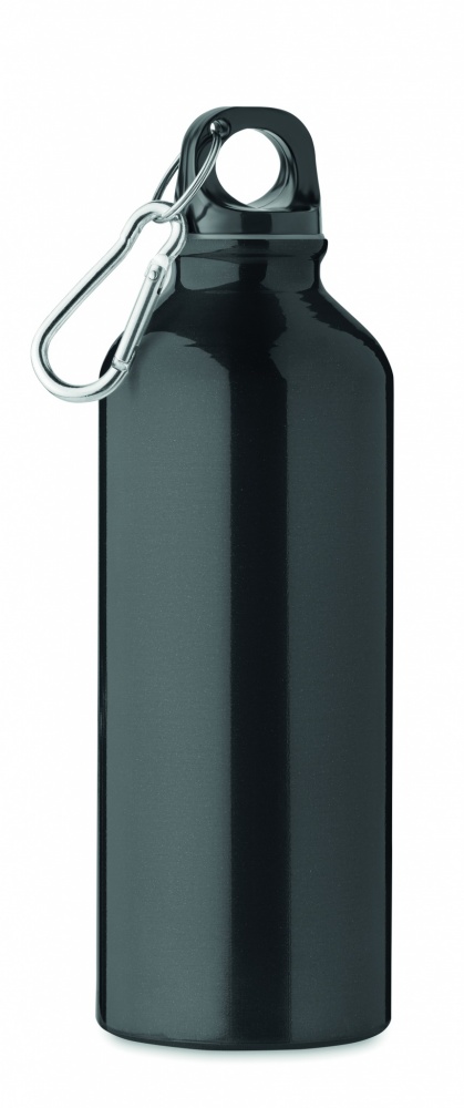 Logotrade promotional item image of: 500 ml single-walled water bottle made of recycled aluminum with a carabiner