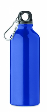 Logo trade promotional merchandise picture of: 500 ml single-walled water bottle made of recycled aluminum with a carabiner