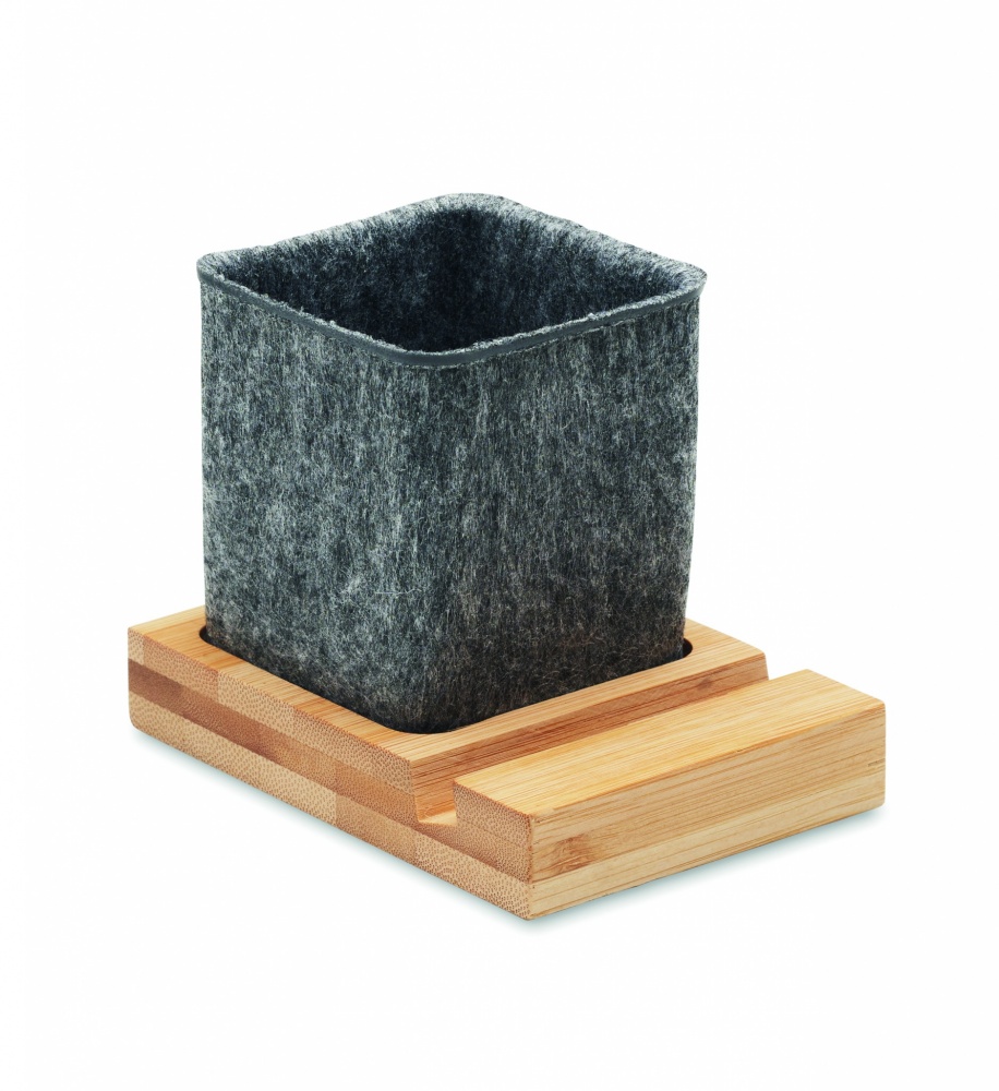 Logo trade promotional gift photo of: RPET felt pen pot phone stand