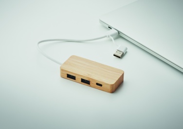 Logo trade advertising products picture of: Bamboo USB 3 ports hub