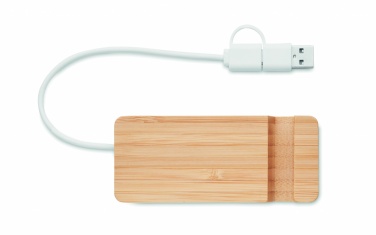 Logo trade business gifts image of: Bamboo USB 4 ports hub