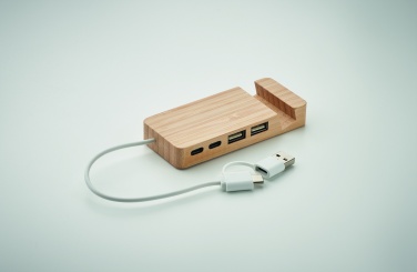 Logotrade promotional products photo of: Bamboo USB 4 ports hub