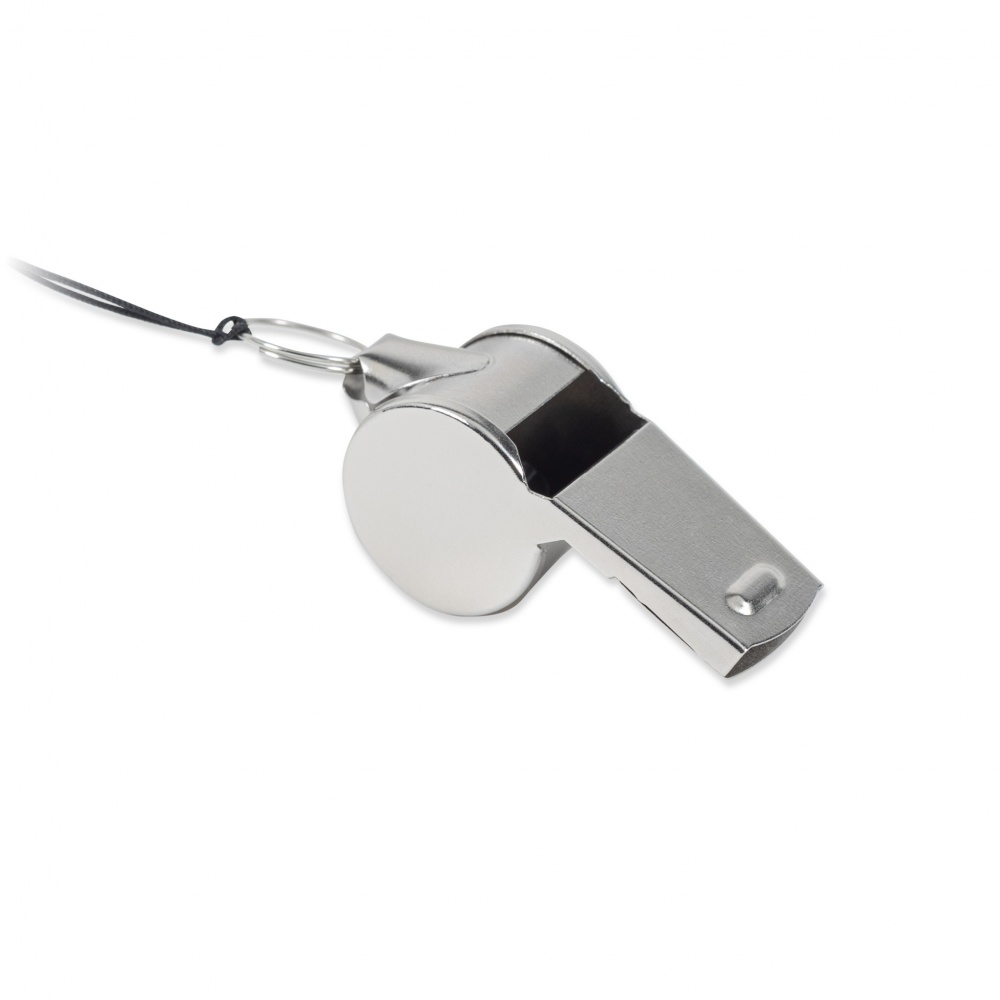 Logo trade advertising products image of: Metal whistle