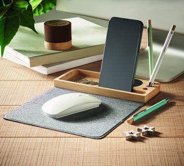 Logo trade promotional products image of: Wireless charger in bamboo 15W