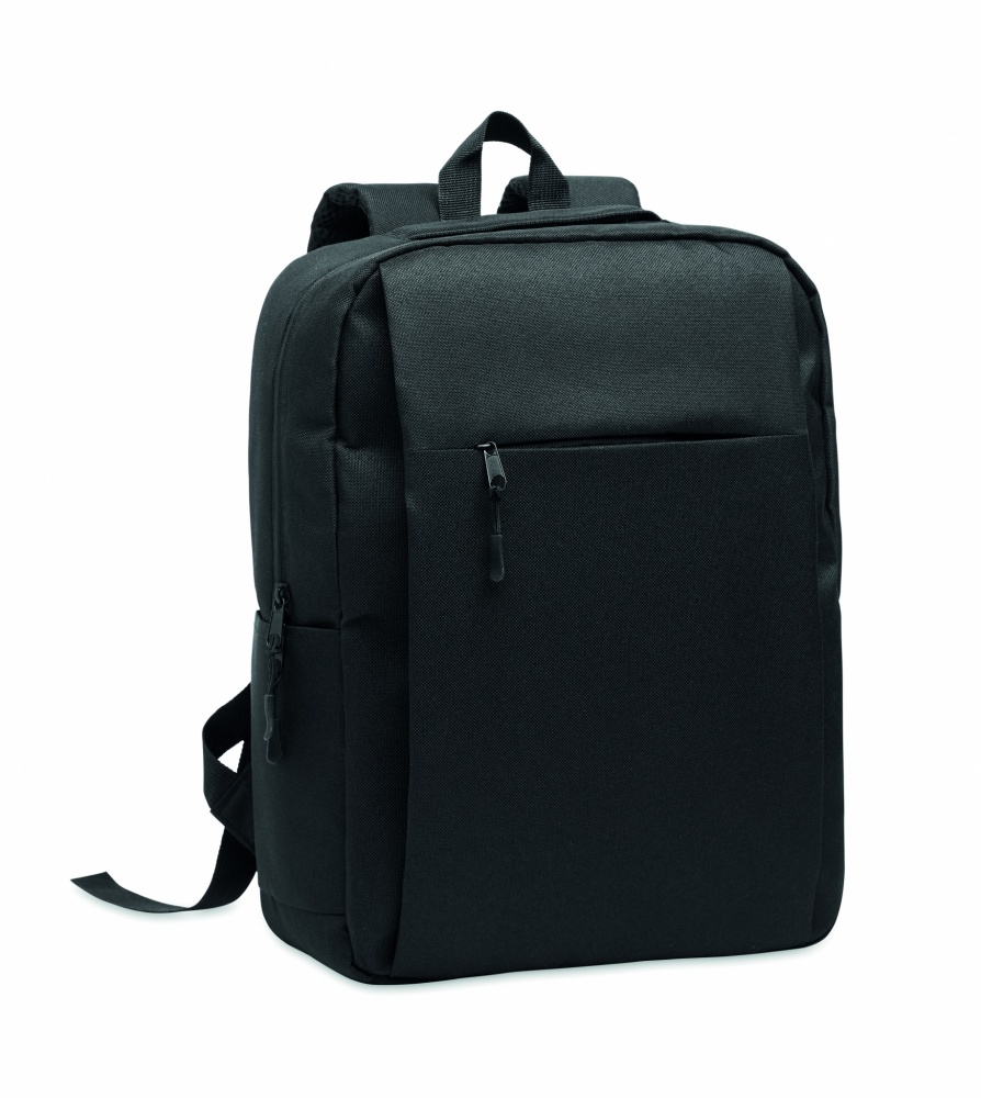 Logotrade promotional item picture of: Slim 15 inch laptop backpack made of 600D RPET polyester with a 210D lining and customizable printing