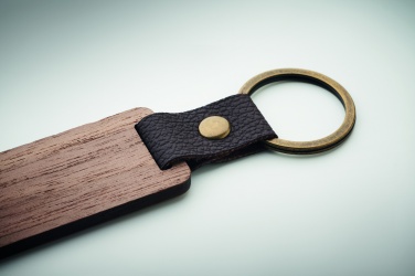 Logotrade promotional gift picture of: Key ring in walnut and PU Kokkola