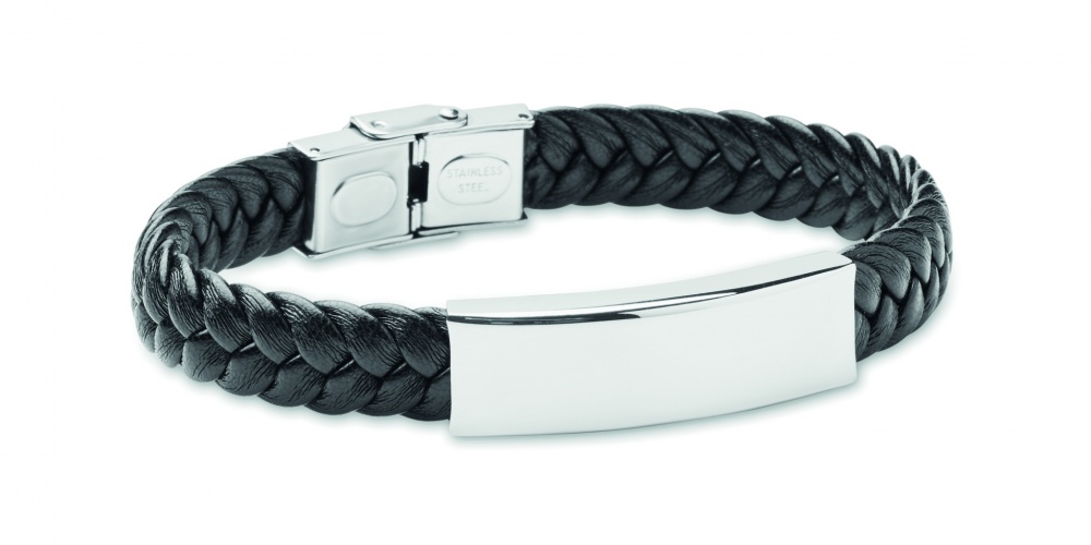 Logo trade promotional items image of: Braided faux leather bracelet