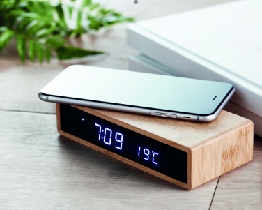 Logo trade business gifts image of: Wireless charger in bamboo 5W