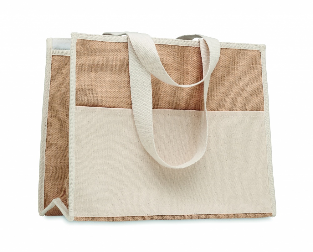 Logo trade business gifts image of: Jute and canvas cooler bag