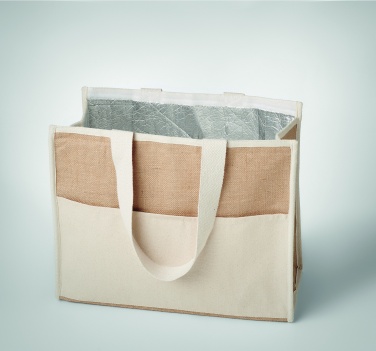 Logo trade promotional merchandise image of: Jute and canvas cooler bag