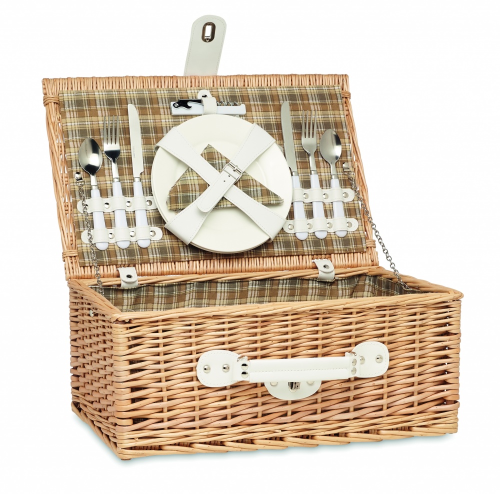 Logo trade promotional merchandise image of: Wicker picnic basket 2 people