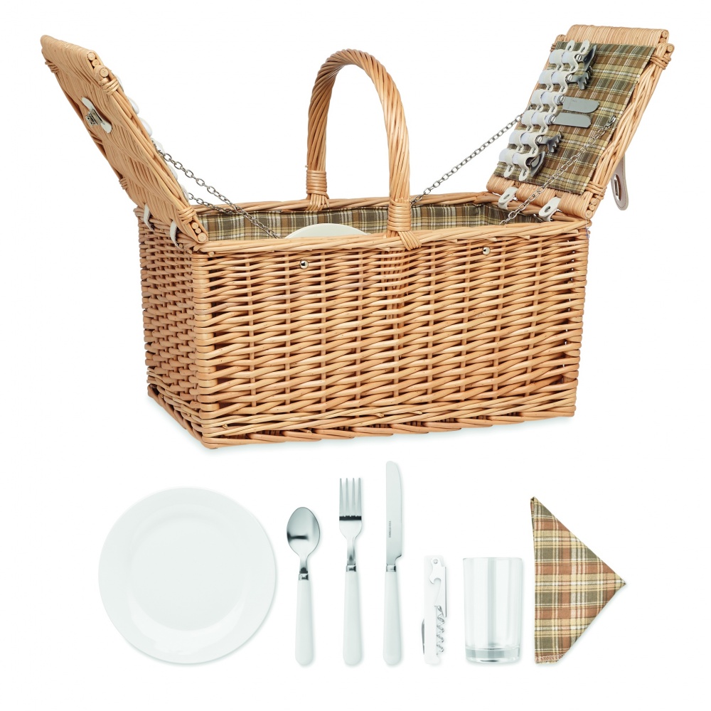 Logo trade business gift photo of: Wicker picnic basket 4 people