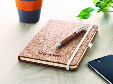 Logo trade promotional giveaways image of: A5 cork notebook with pen