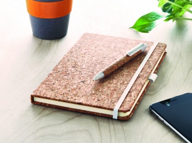 Logotrade promotional giveaway image of: A5 cork notebook with pen