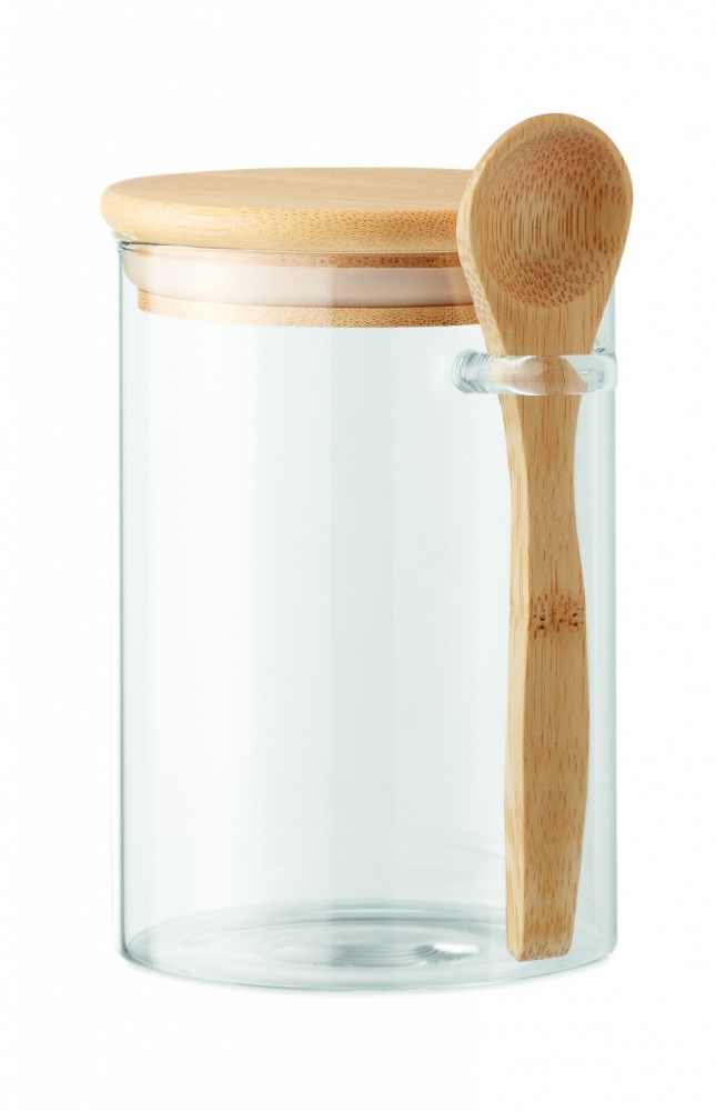 Logo trade advertising products picture of: Glass jar with spoon 600 ml