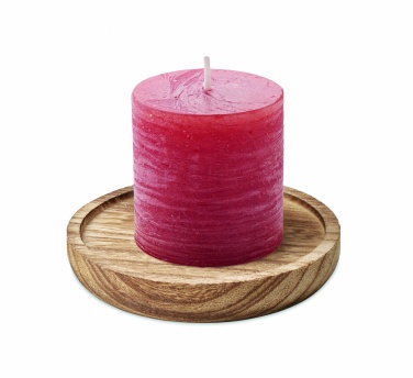 Logo trade promotional giveaways image of: Candle on round wooden base