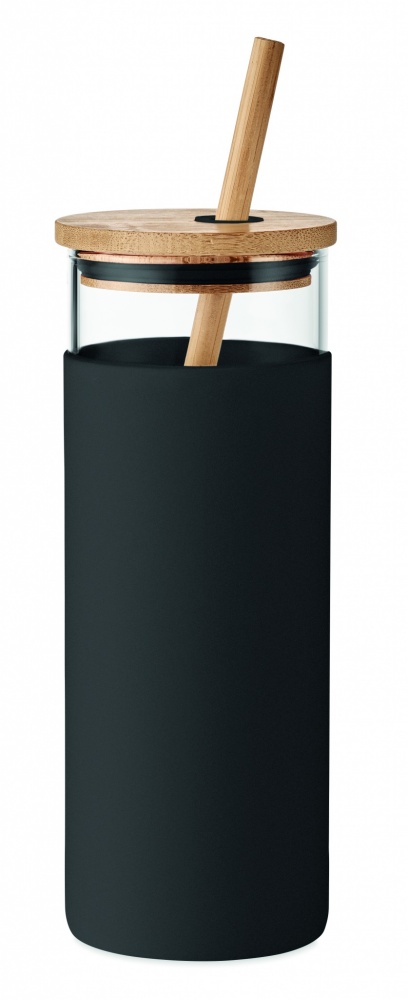 Logo trade corporate gifts picture of: Glass tumbler 450ml bamboo lid