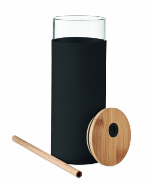 Logo trade advertising products picture of: Glass tumbler 450ml bamboo lid