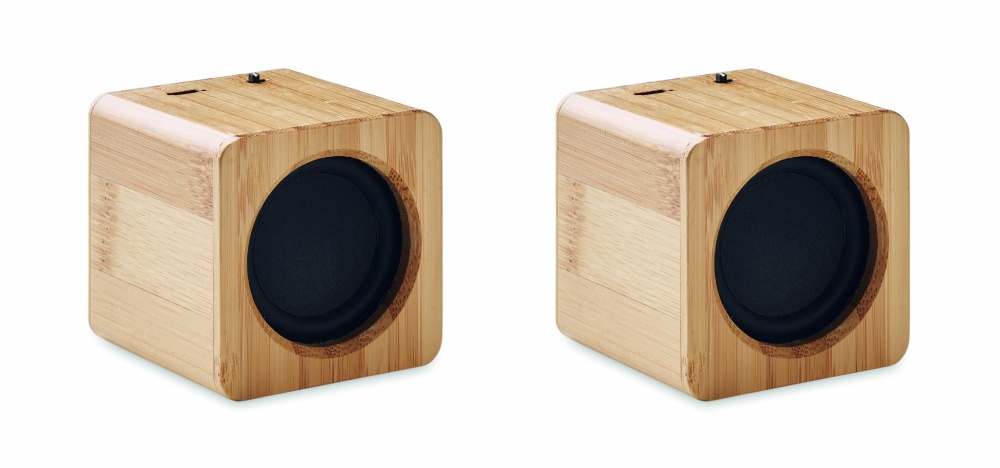 Logo trade corporate gift photo of: Set of Bamboo wireless speaker