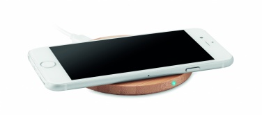 Logo trade promotional merchandise image of: Wireless charger bamboo 10W RUNDO +